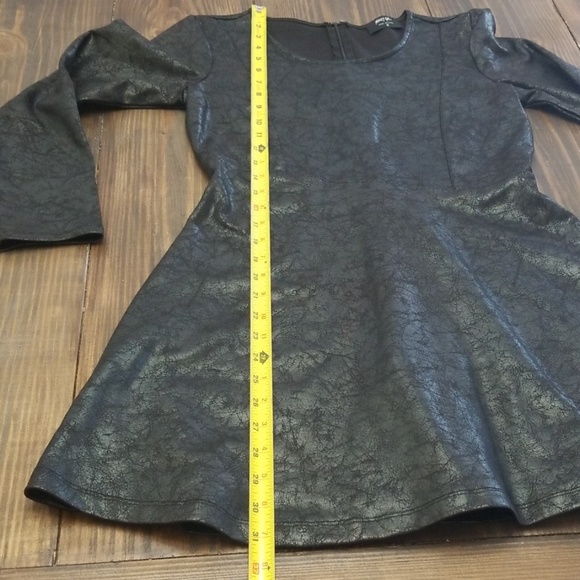 Nasty Gal Faux Leather Long Sleeve Skater Dress Medium - Picture 6 of 8